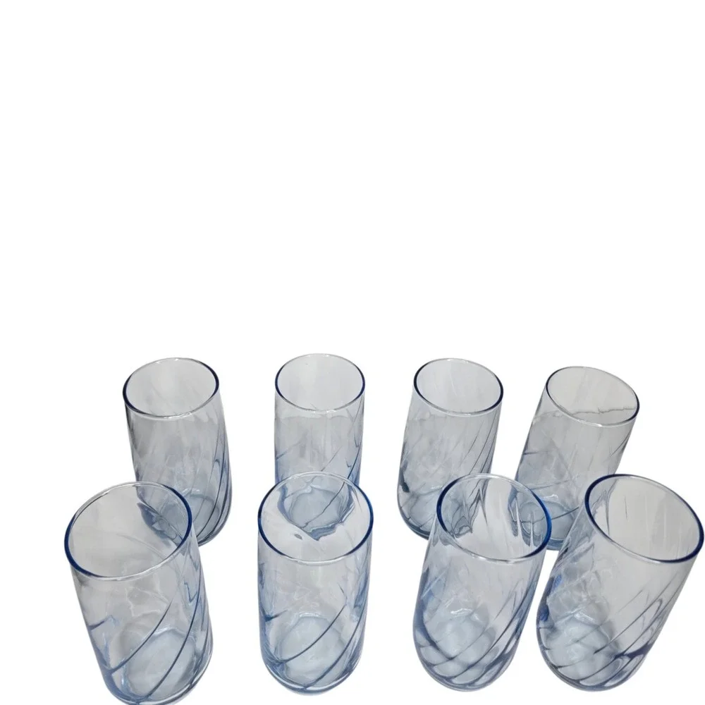 Vintage Libbey Misty Blue Optic Swirl Iced Tea Tumblers Set of 4 Country Cottage